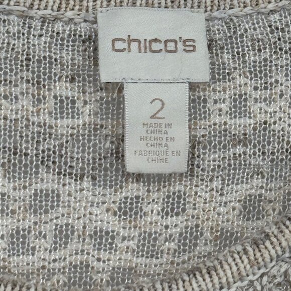 Chicos 2 Womens Knit sweater Layered Design Size large Beige Gray Cotton Blend - Picture 3 of 13